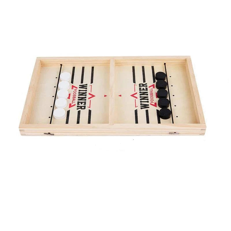 Premium Foldable Wooden Foosball Puck Table Hockey - Catapult Chess Board Game for All Ages - Home Fads 