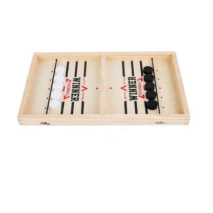 Premium Foldable Wooden Foosball Puck Table Hockey - Catapult Chess Board Game for All Ages - Home Fads 