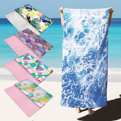 Premium Quick-Dry Microfiber Beach Towel - Oversized 35*71in, Super Absorbent, Printed Design, Ideal for Beach, Pool, and Fitness - Home Fads 