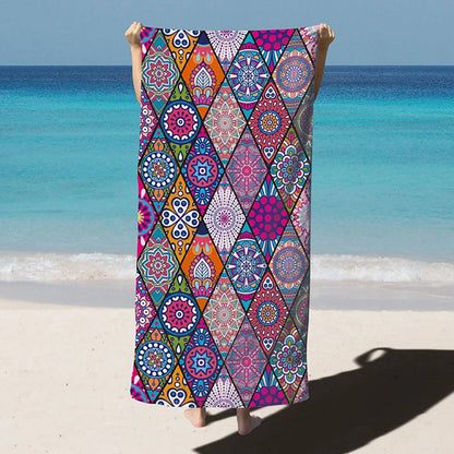 Premium Quick-Dry Microfiber Beach Towel - Oversized 35*71in, Super Absorbent, Printed Design, Ideal for Beach, Pool, and Fitness - Home Fads 