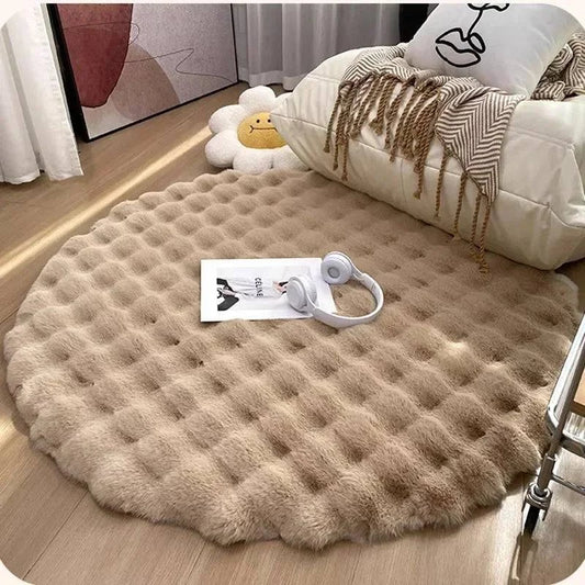 Premium Round Plush Living Room Carpets: Bedside Fluffy Mats - Non-Slip Soft Shaggy Rugs for Elegant Room Decor - Home Fads 