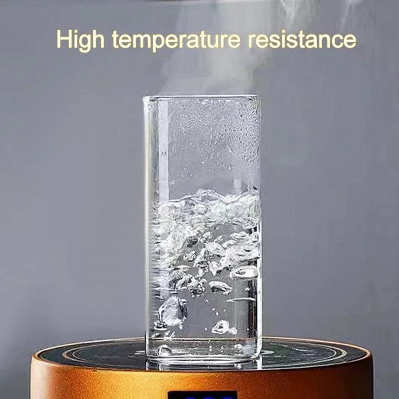 Premium Square Glass Coffee Cup with Heat-Resistant Design, Lid, Straw - Four Elegant Designs - Home Fads 