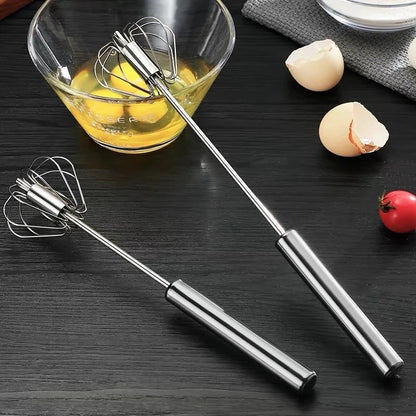 Premium Stainless Steel Handheld Egg Whisk – Manual Self-Turning Mixer for Effortless Whisking and Mixing - Home Fads 