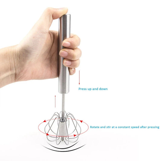 Premium Stainless Steel Handheld Egg Whisk – Manual Self-Turning Mixer for Effortless Whisking and Mixing - Home Fads 