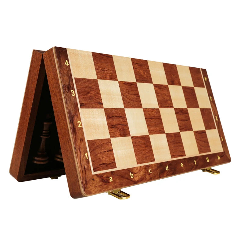 Premium Wooden Chess Set – Folding Walnut Chessboard with Handcrafted Solid Wood Pieces, Ideal Gift for Children & Classic Board Game Enthusiasts - Home Fads 