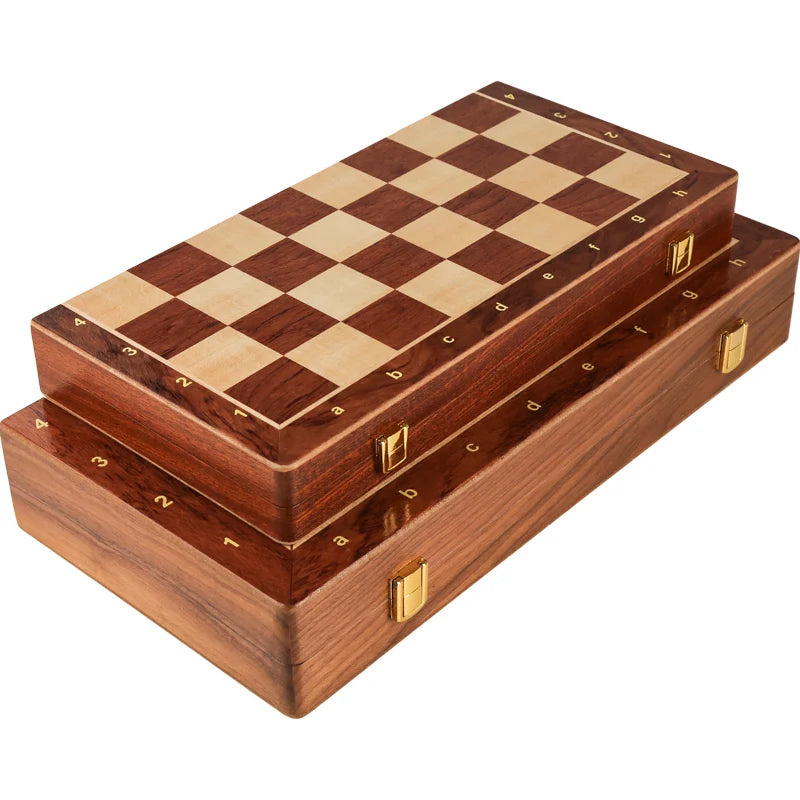 Premium Wooden Chess Set – Folding Walnut Chessboard with Handcrafted Solid Wood Pieces, Ideal Gift for Children & Classic Board Game Enthusiasts - Home Fads 