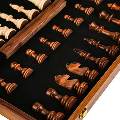 Premium Wooden Chess Set – Folding Walnut Chessboard with Handcrafted Solid Wood Pieces, Ideal Gift for Children & Classic Board Game Enthusiasts - Home Fads 