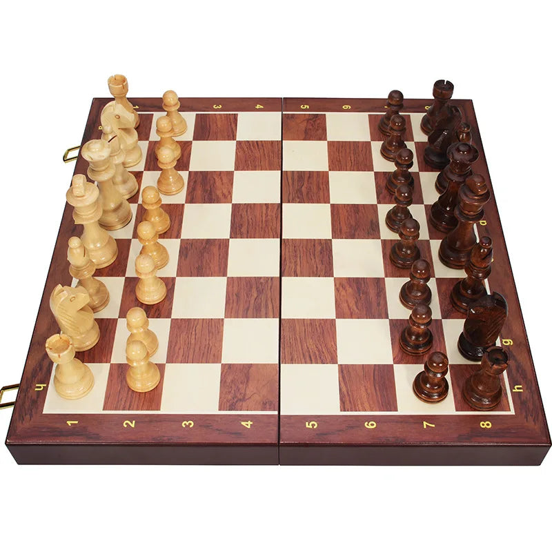 Premium Wooden Chess Set – Folding Walnut Chessboard with Handcrafted Solid Wood Pieces, Ideal Gift for Children & Classic Board Game Enthusiasts - Home Fads 