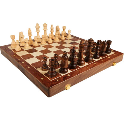 Premium Wooden Chess Set – Folding Walnut Chessboard with Handcrafted Solid Wood Pieces, Ideal Gift for Children & Classic Board Game Enthusiasts - Home Fads 