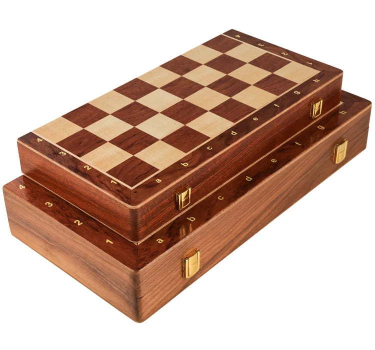 Premium Wooden Chess Set – Folding Walnut Chessboard with Handcrafted Solid Wood Pieces, Ideal Gift for Children & Classic Board Game Enthusiasts - Home Fads 