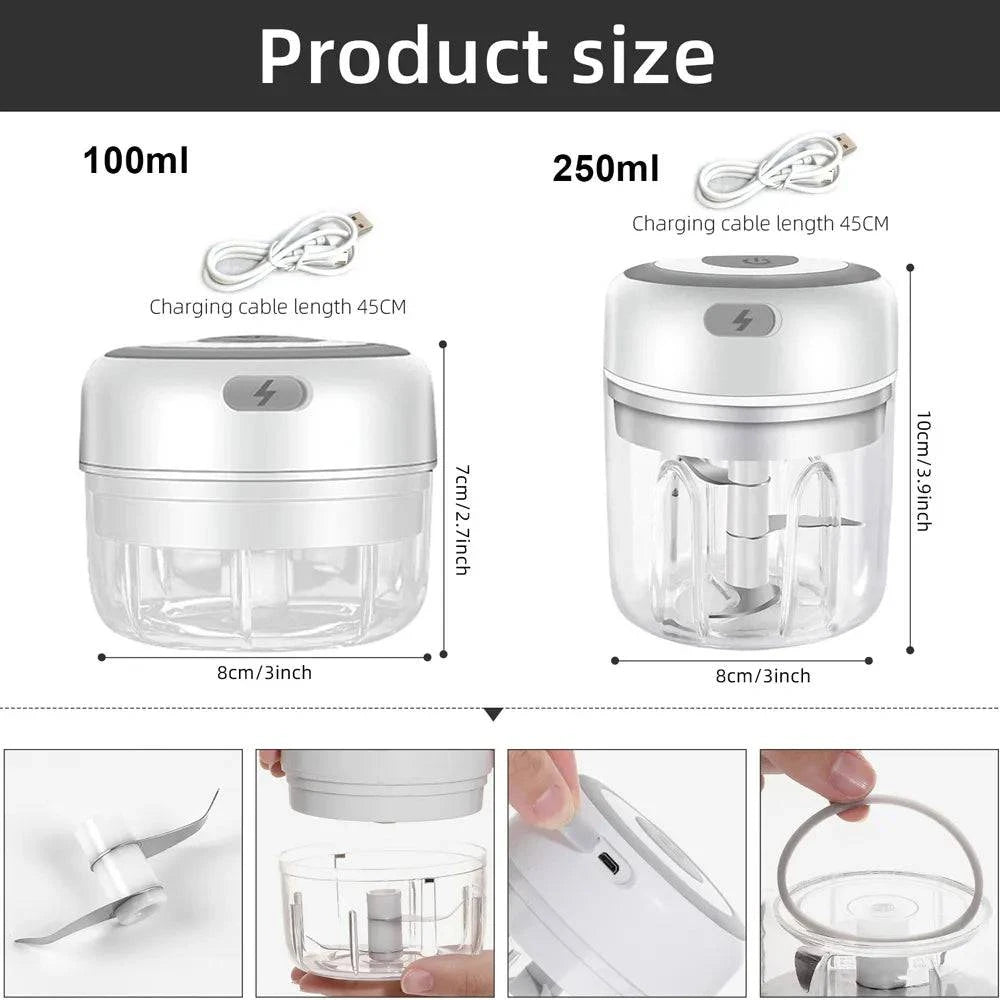 Professional Electric Mini Garlic Chopper & Food Processor - USB Rechargeable - Home Fads 