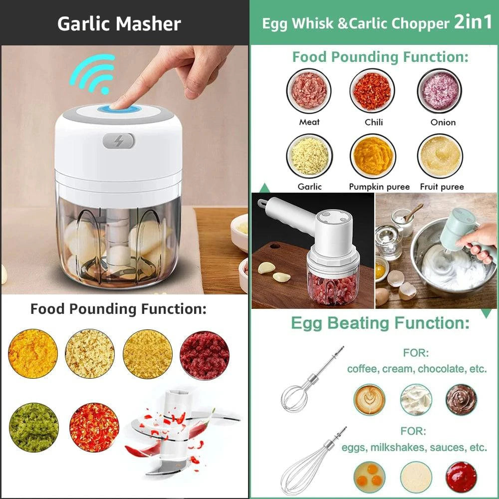 Professional Electric Mini Garlic Chopper & Food Processor - USB Rechargeable - Home Fads 
