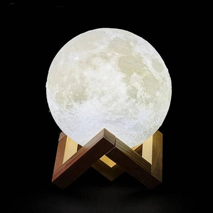 Rechargeable 3D Print Moon Lamp LED Night Light - Touch Switch Lunar Light for Bedroom Decor and Birthday Gift - Home Fads 