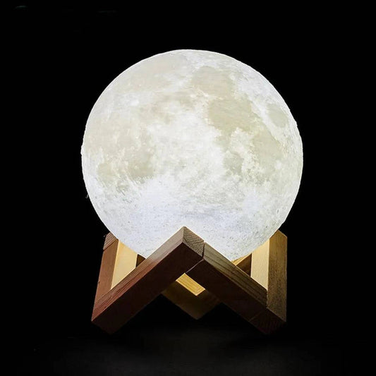 Rechargeable 3D Print Moon Lamp LED Night Light - Touch Switch Lunar Light for Bedroom Decor and Birthday Gift - Home Fads 