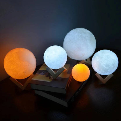 Rechargeable 3D Print Moon Lamp LED Night Light - Touch Switch Lunar Light for Bedroom Decor and Birthday Gift - Home Fads 