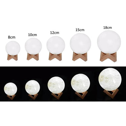 Rechargeable 3D Print Moon Lamp LED Night Light - Touch Switch Lunar Light for Bedroom Decor and Birthday Gift - Home Fads 