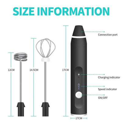 Rechargeable Handheld Electric Milk Frother with USB Charging - Coffee Foam Maker and Mixer - Home Fads 