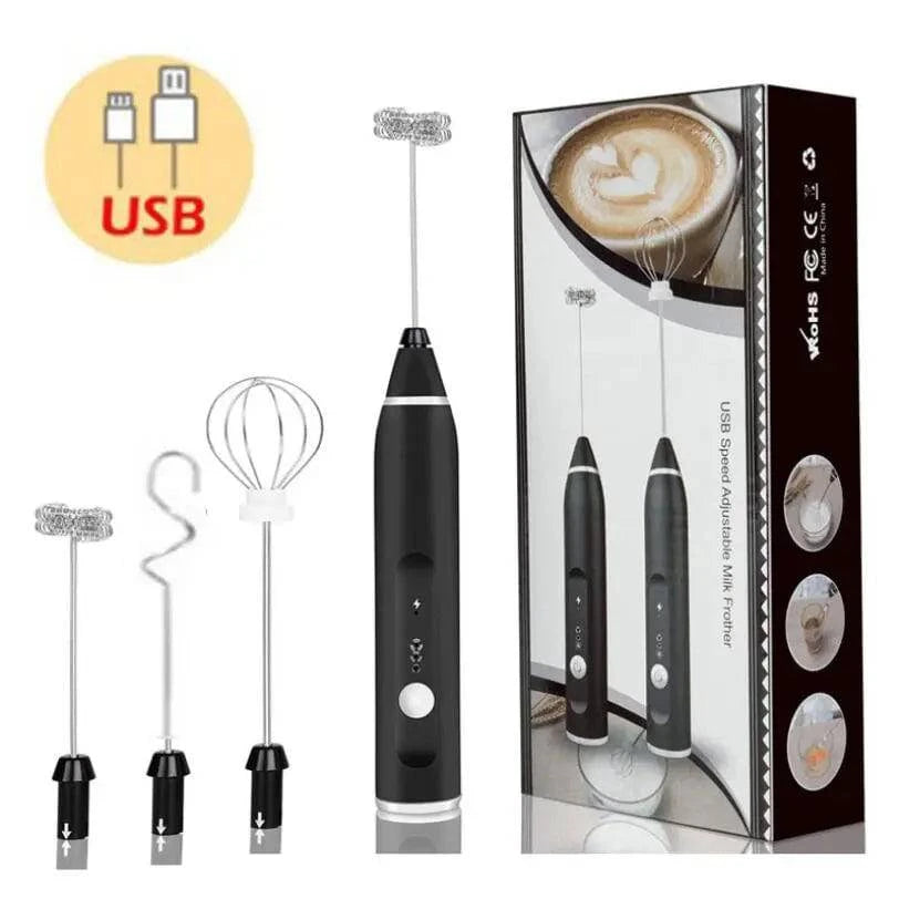 Rechargeable Handheld Electric Milk Frother with USB Charging - Coffee Foam Maker and Mixer - Home Fads 