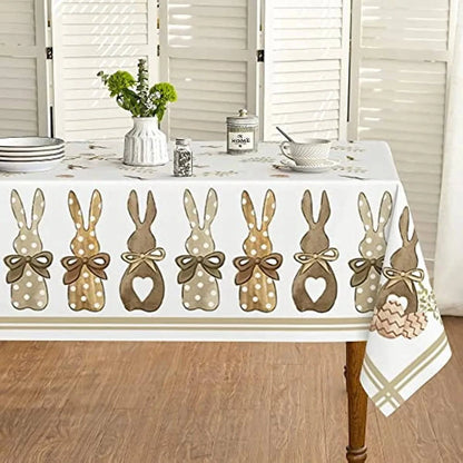 Rectangular Tablecloth with Spring Carrot and Rabbit Design – Ideal for Seasonal and Festive Gatherings – Available in 8 Sizes - Home Fads 