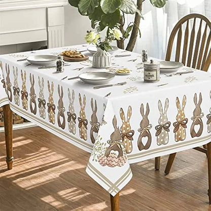 Rectangular Tablecloth with Spring Carrot and Rabbit Design – Ideal for Seasonal and Festive Gatherings – Available in 8 Sizes - Home Fads 