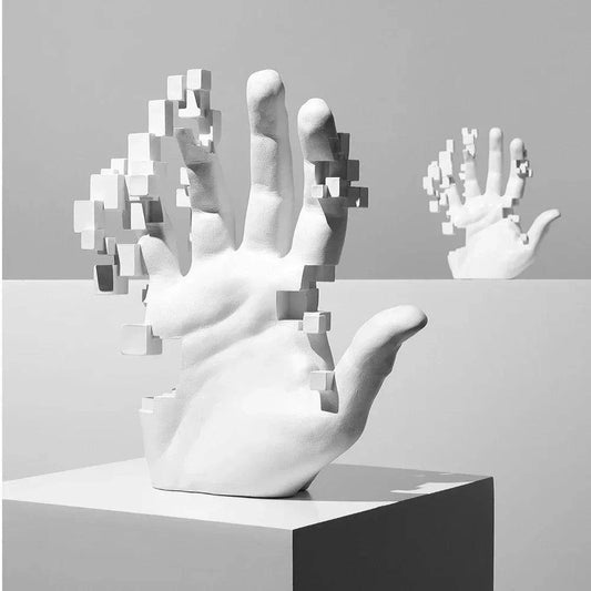 Resin Mosaic Hand Sculpture - Contemporary Artistry: Abstract Statue for Modern Minimalist Home & Office Decor - Home Fads 