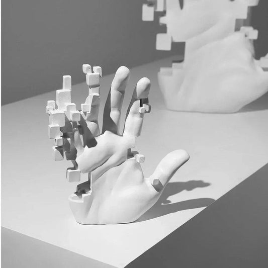 Resin Mosaic Hand Sculpture - Contemporary Artistry: Abstract Statue for Modern Minimalist Home & Office Decor - Home Fads 