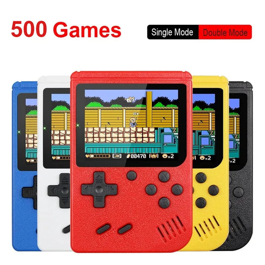 Retro Handheld Game Console – 8-Bit 3.0" & 2.6" Color LCD, One-Player & Two-Player Options, 500 Built-In Games, TV Compatibility - Home Fads 