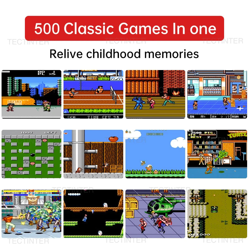 Retro Handheld Game Console – 8-Bit 3.0" & 2.6" Color LCD, One-Player & Two-Player Options, 500 Built-In Games, TV Compatibility - Home Fads 