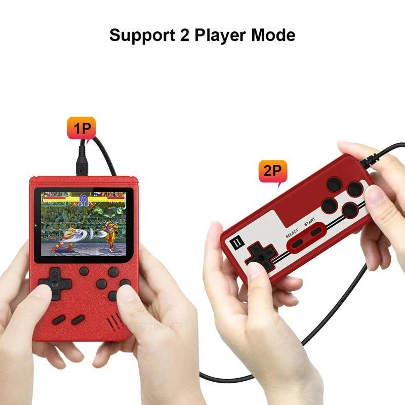 Retro Handheld Game Console – 8-Bit 3.0" & 2.6" Color LCD, One-Player & Two-Player Options, 500 Built-In Games, TV Compatibility - Home Fads 