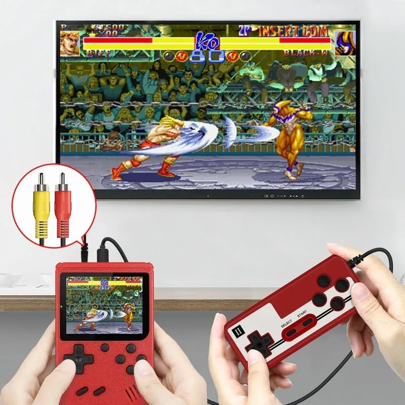 Retro Handheld Game Console – 8-Bit 3.0" & 2.6" Color LCD, One-Player & Two-Player Options, 500 Built-In Games, TV Compatibility - Home Fads 