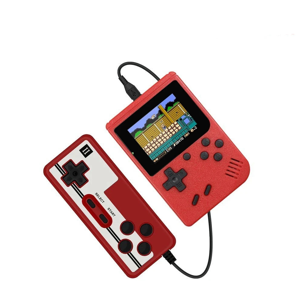 Retro Handheld Game Console – 8-Bit 3.0" & 2.6" Color LCD, One-Player & Two-Player Options, 500 Built-In Games, TV Compatibility - Home Fads 