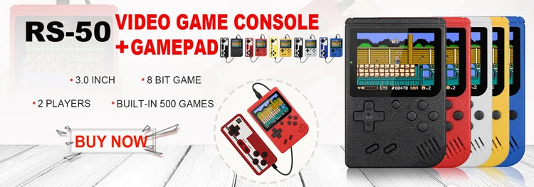 Retro Handheld Game Console – 8-Bit 3.0" & 2.6" Color LCD, One-Player & Two-Player Options, 500 Built-In Games, TV Compatibility - Home Fads 