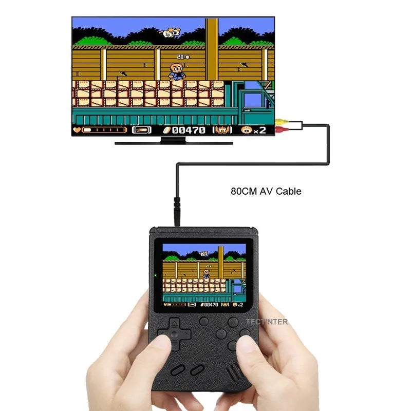 Retro Handheld Game Console – 8-Bit 3.0" & 2.6" Color LCD, One-Player & Two-Player Options, 500 Built-In Games, TV Compatibility - Home Fads 