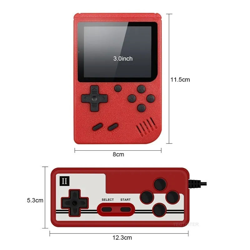 Retro Handheld Game Console – 8-Bit 3.0" & 2.6" Color LCD, One-Player & Two-Player Options, 500 Built-In Games, TV Compatibility - Home Fads 