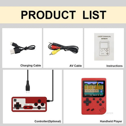 Retro Handheld Game Console – 8-Bit 3.0" & 2.6" Color LCD, One-Player & Two-Player Options, 500 Built-In Games, TV Compatibility - Home Fads 
