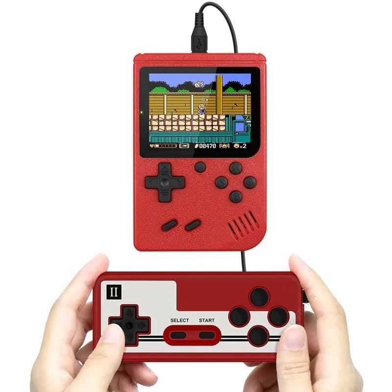 Retro Handheld Game Console – 8-Bit 3.0" & 2.6" Color LCD, One-Player & Two-Player Options, 500 Built-In Games, TV Compatibility - Home Fads 
