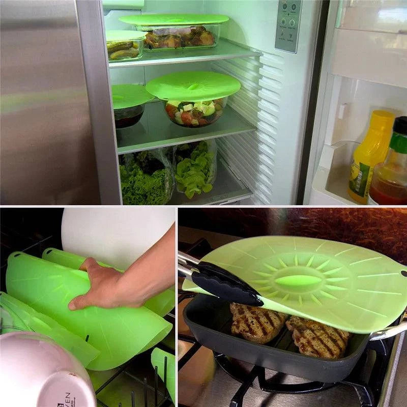 Reusable Silicone Microwaveable Bowl Covers - Set of 3 or 5, Vacuum Seal Dishwasher Safe Food Wrap Pot Lids for Cooking and Storage - Home Fads 