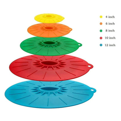Reusable Silicone Microwaveable Bowl Covers - Set of 3 or 5, Vacuum Seal Dishwasher Safe Food Wrap Pot Lids for Cooking and Storage - Home Fads 