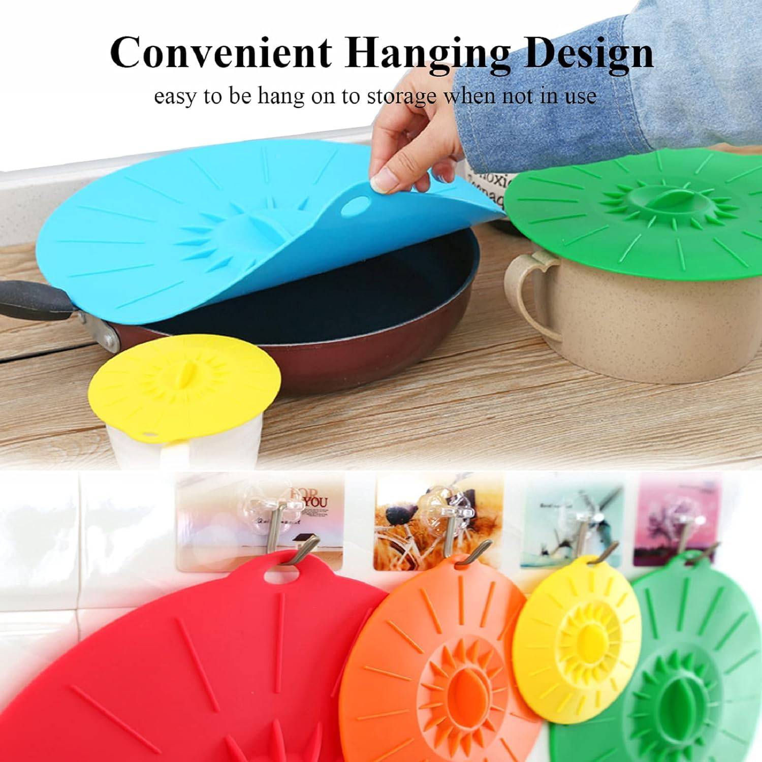 Reusable Silicone Microwaveable Bowl Covers - Set of 3 or 5, Vacuum Seal Dishwasher Safe Food Wrap Pot Lids for Cooking and Storage - Home Fads 