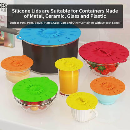 Reusable Silicone Microwaveable Bowl Covers - Set of 3 or 5, Vacuum Seal Dishwasher Safe Food Wrap Pot Lids for Cooking and Storage - Home Fads 