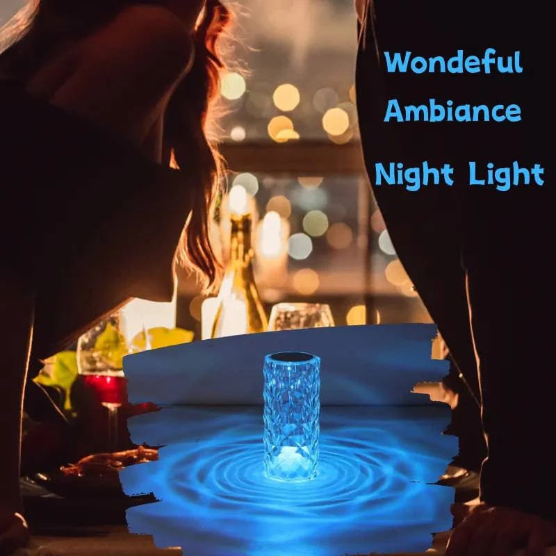 Rose Crystal Table Lamp - 3-Color and 16-Color Touch/Remote Dimmable Night Light for Bedroom and Living Room - Home Fads 