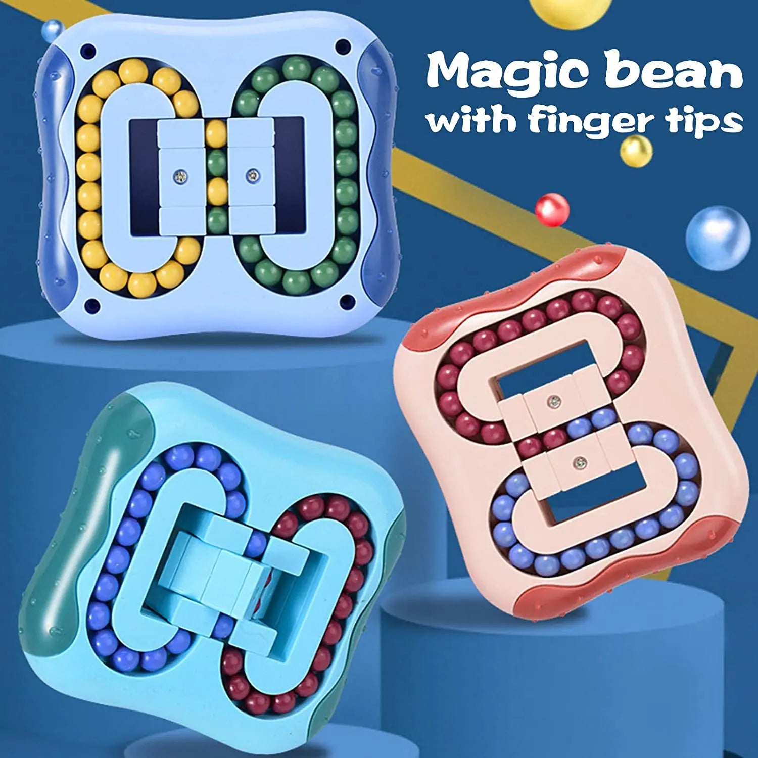 Rotating Magic Bean Cube Square Rotate Slide Puzzle Bead Fidget Toy Brain Teaser Stress Relief Educational Game for Kid Adult - Home Fads 