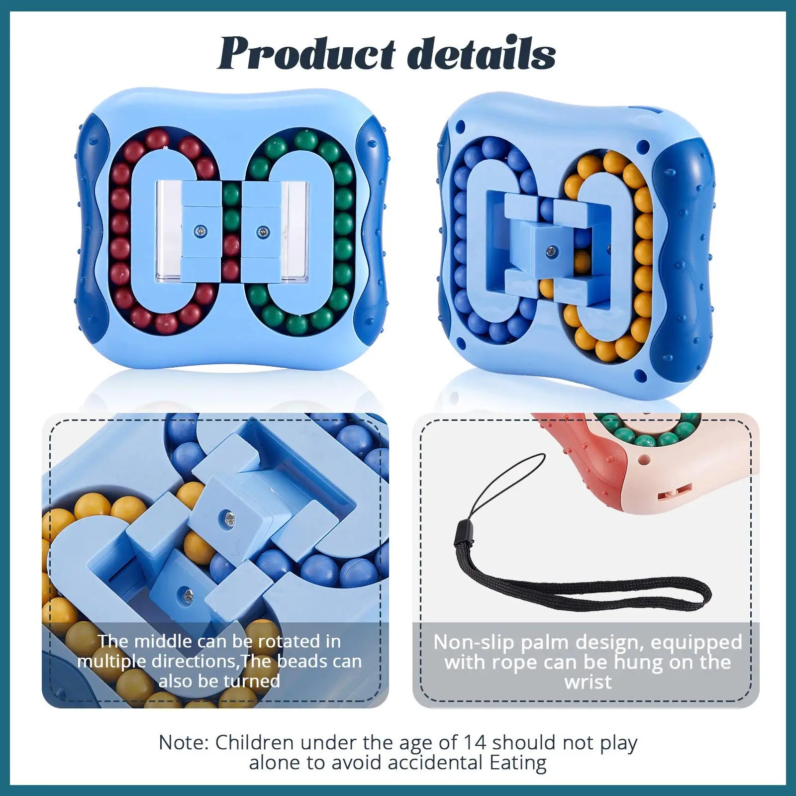 Rotating Magic Bean Cube Square Rotate Slide Puzzle Bead Fidget Toy Brain Teaser Stress Relief Educational Game for Kid Adult - Home Fads 