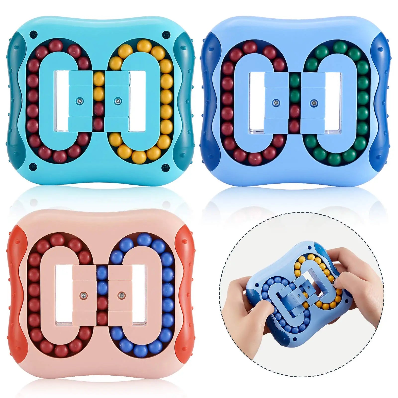 Rotating Magic Bean Cube Square Rotate Slide Puzzle Bead Fidget Toy Brain Teaser Stress Relief Educational Game for Kid Adult - Home Fads 