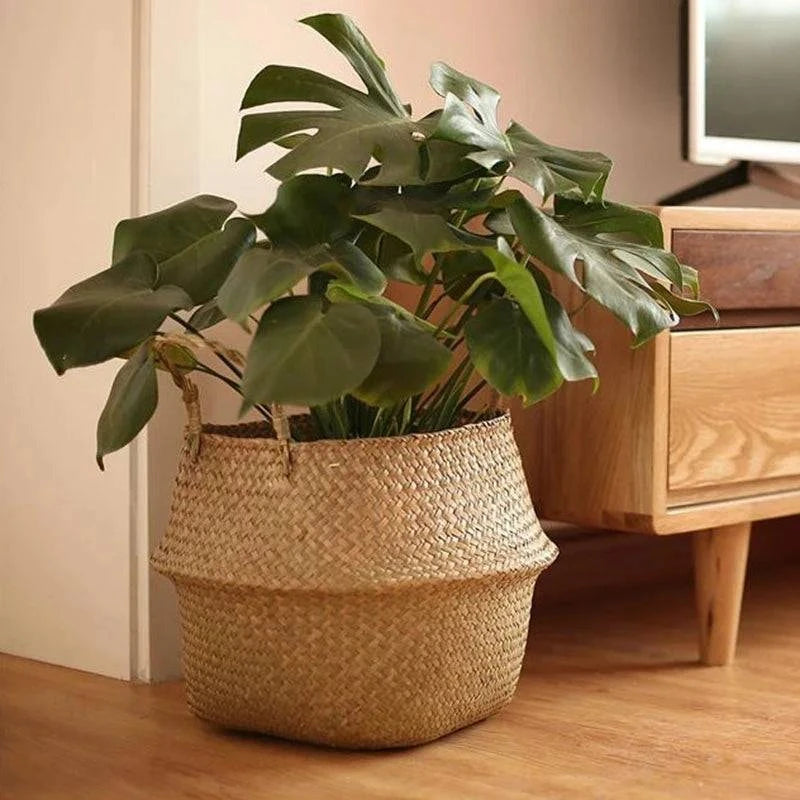 Rustic Artisan-Crafted Basket: Indoor and Outdoor Plant Potting, Laundry, or Multipurpose Organizer Storage Basket - Home Fads 