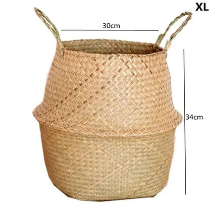 Rustic Artisan-Crafted Basket: Indoor and Outdoor Plant Potting, Laundry, or Multipurpose Organizer Storage Basket - Home Fads 