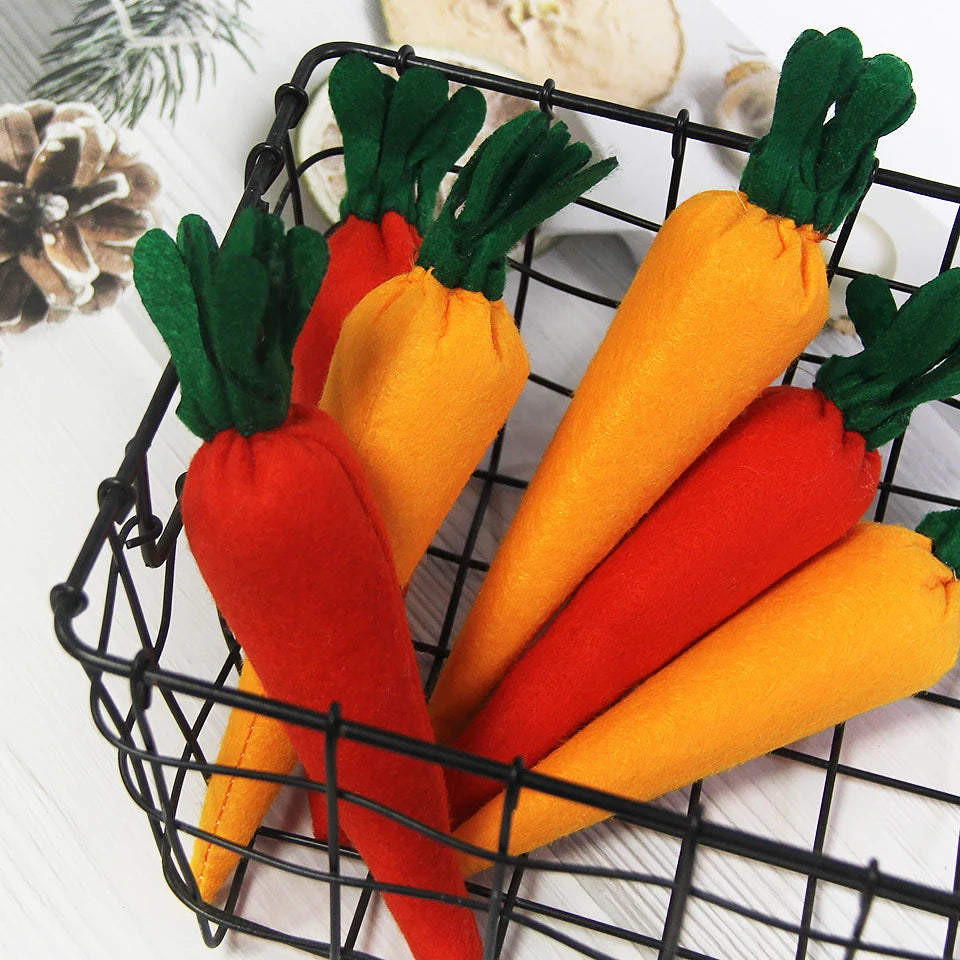 3pcs Woven Carrot Ornaments for Spring Home Décor, DIY Crafts, and Party Decorations