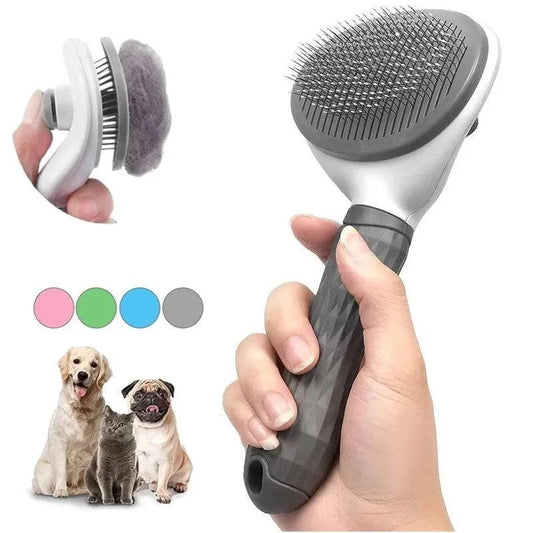 Self-Cleaning Pet Hair Remover Brush for Dogs and Cats - Stainless Steel Grooming Tool - Home Fads