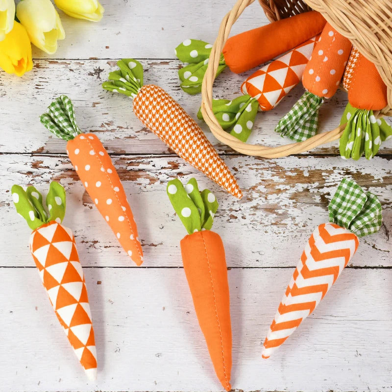 Artificial Carrot Decorations – Set of 1, 3, or 5 Soft Fabric Carrots for Spring, Seasonal Displays, Parties, Home Decor, and Crafts