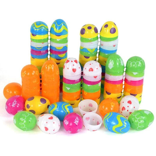 Set of 12 / 24 Colorful Plastic Easter Eggs - Fillable Opening for Kids Favors, Easter Party, Home Decor, and Candy Gift Packaging Box - Home Fads